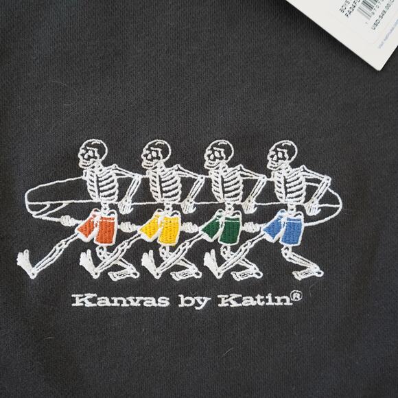 Katin Sweatshirt Boys Medium Black‎ Fleece Lined Hermanos Embroidered Crewneck - Picture 3 of 10